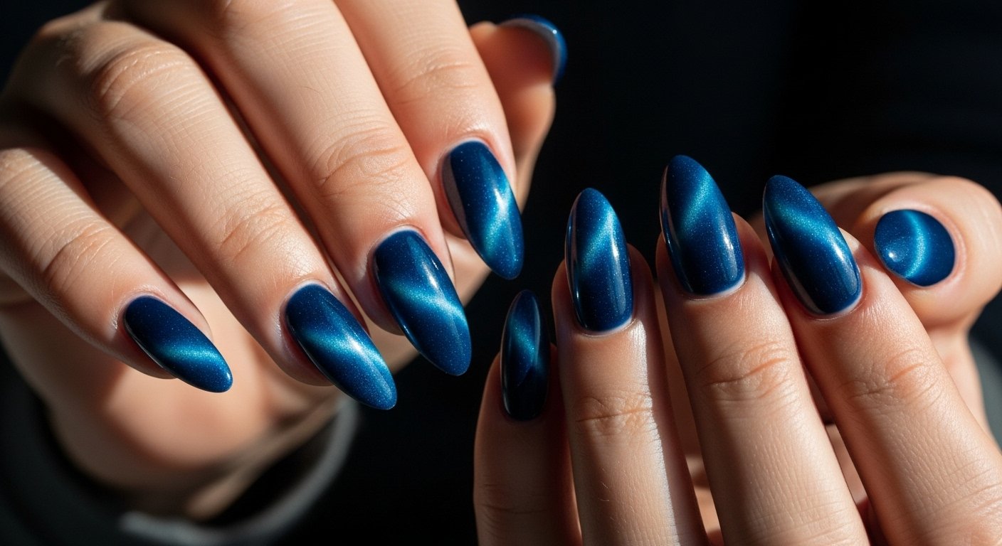 13 Blue Cat Eye Acrylic Nails To Screenshot