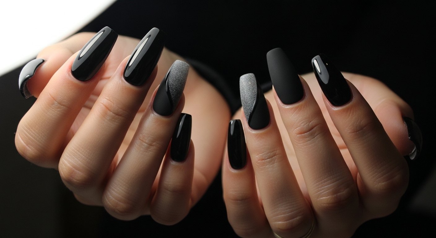 11 Black Acrylic Nail Designs To Screenshot